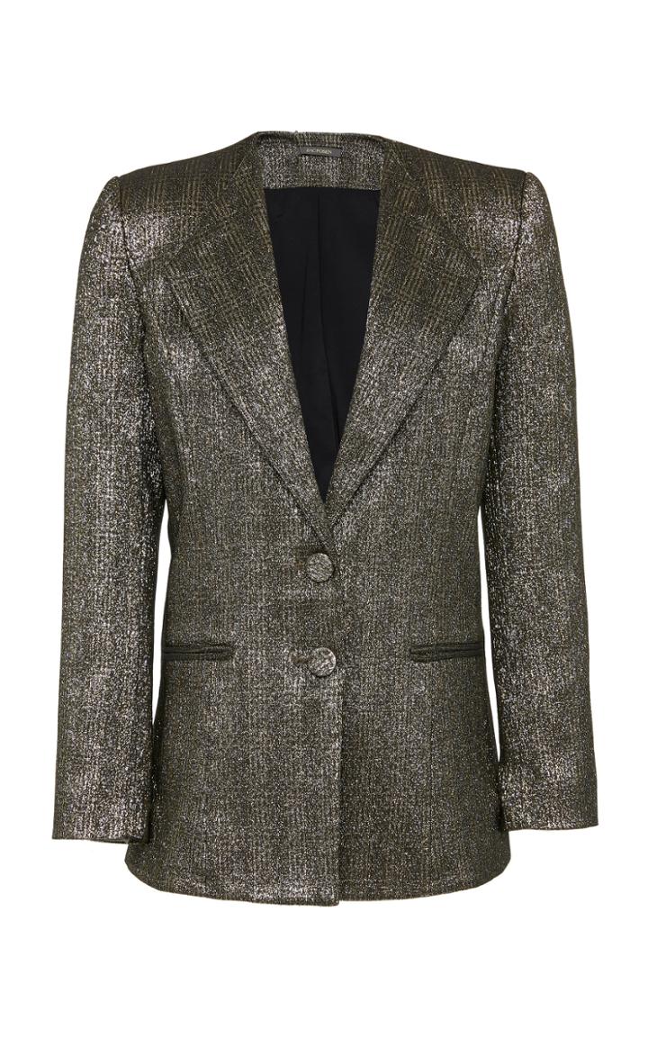 Moda Operandi Zac Posen Metallic Checked Blazer Size: 0