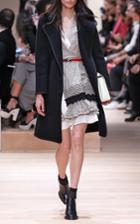 Carven Wool Coat With Faux Astrakhan Trimmed Collar