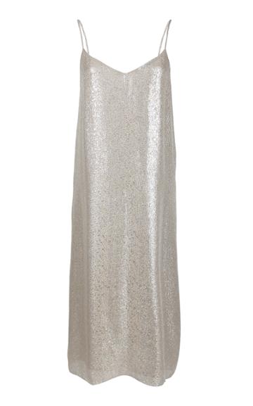 Marie France Van Damme Metallic Cotton-silk Knee-length Dress