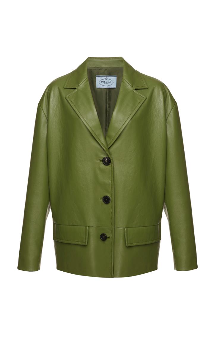 Moda Operandi Prada Leather Jacket Size: 42