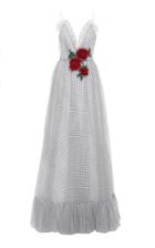 Rodarte Ruffle Hem Flocked Dot Chiffon Gown