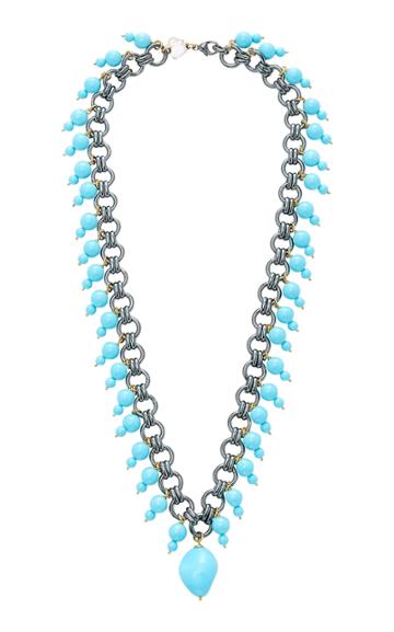 Grazia & Marica Vozza Turquoise Fringe Chain Necklace