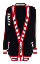 Balmain Logo-embroidered Striped Cotton-blend Cardigan