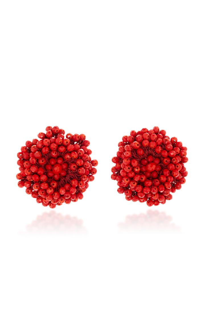 Bibi Marini Red Beaded Blossom Earrings