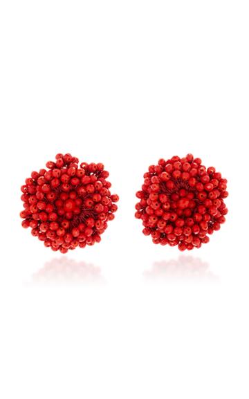 Bibi Marini Red Beaded Blossom Earrings