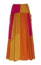 Amur Haney Elasticized Colorblock Silk Maxi Skirt