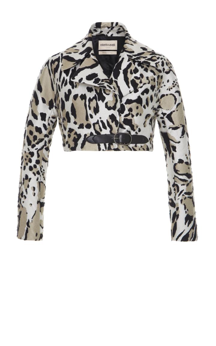 Roberto Cavalli Cropped Animal Print Jacket