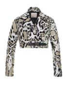 Roberto Cavalli Cropped Animal Print Jacket