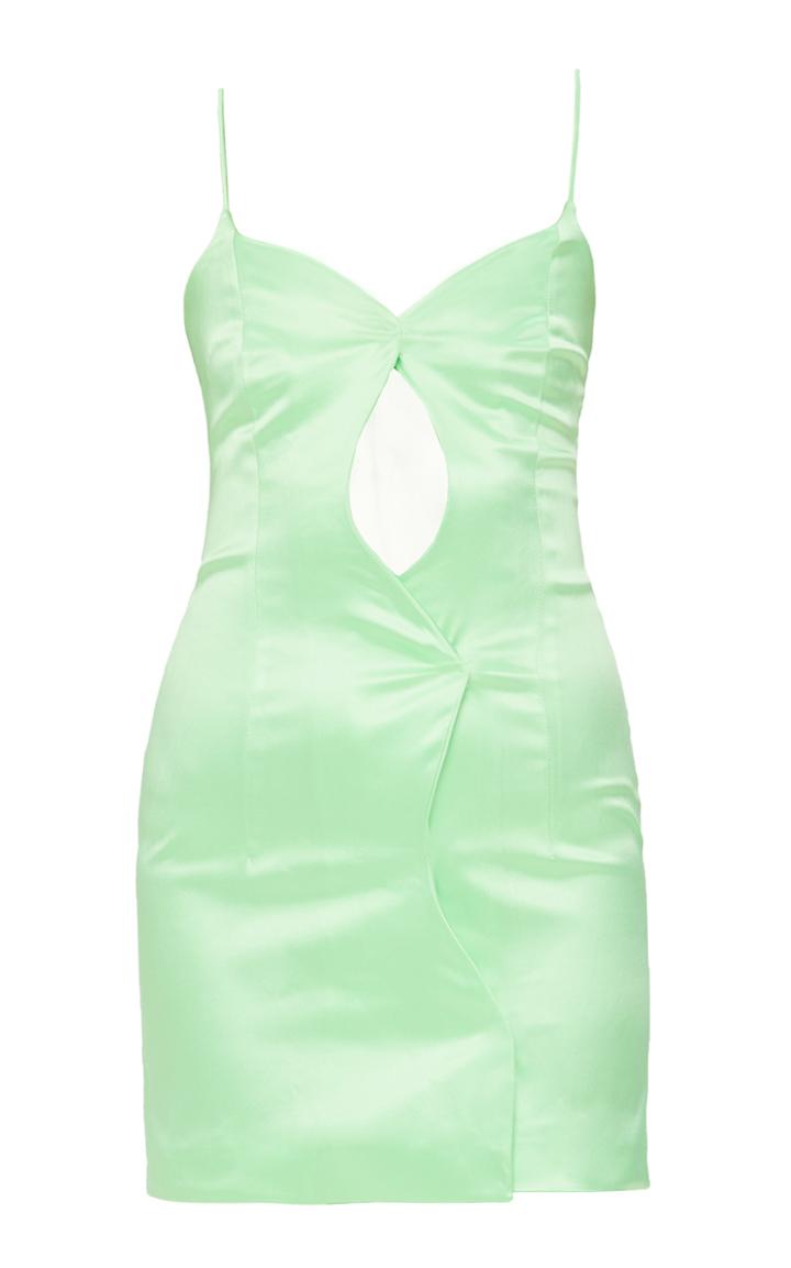 Moda Operandi Mach & Mach Lime Green Cut Out Short Dress