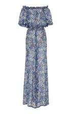Luisa Beccaria Off-the-shoulder Floral-print Chiffon Jumpsuit