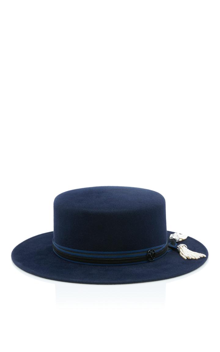 Maison Michel Kiki Felt Hat With Pearls