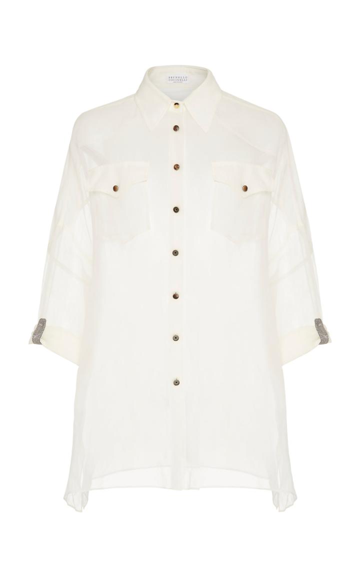 Brunello Cucinelli Crispy Silk Patch Pocket Shirt