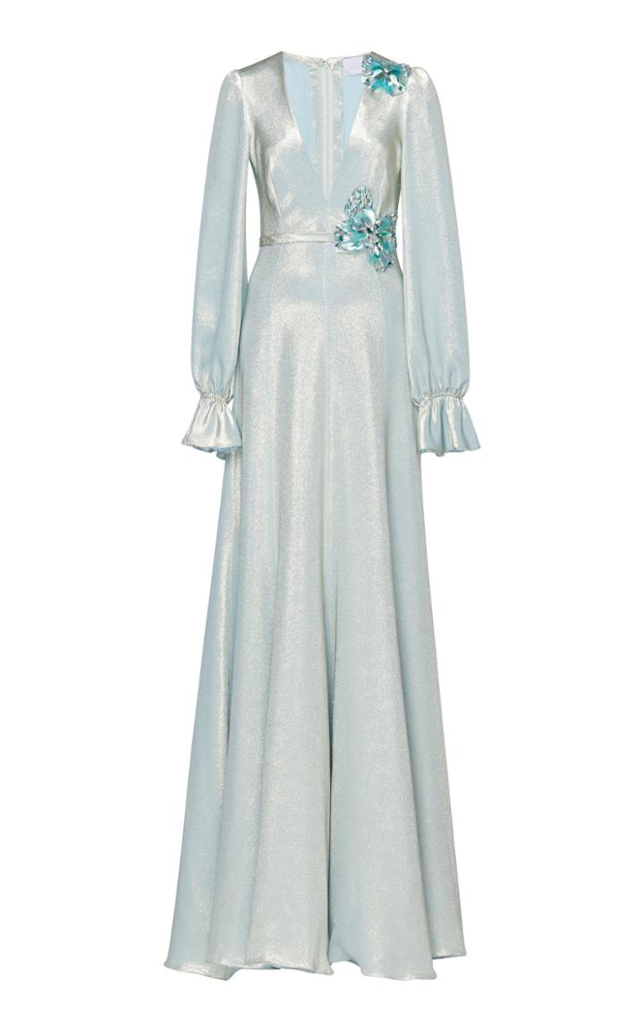 Luisa Beccaria Lurex V Neck Dress