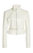 Moda Operandi Saks Potts Fast Belted Logo-embossed Leather Cropped Jacket