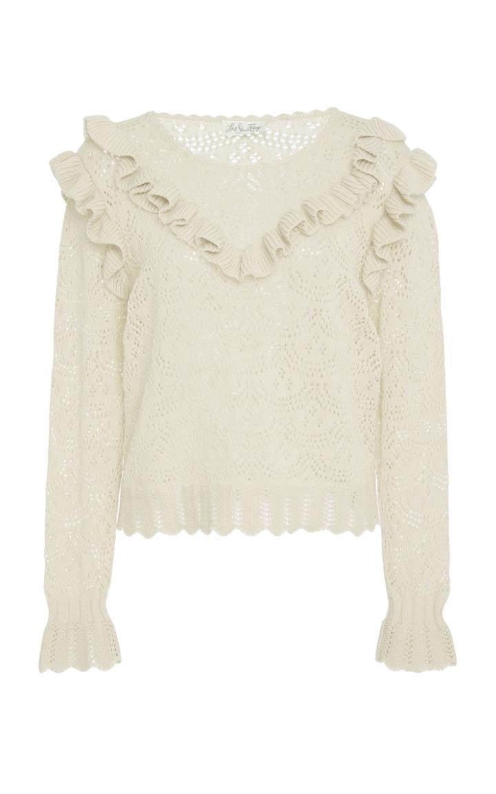 Loveshackfancy Natalie Ruffle Eyelet Sweater
