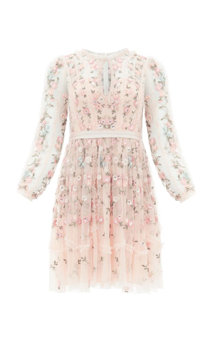 Moda Operandi Needle & Thread Wallflower Embroidered Tulle Mini Dress Size: 4
