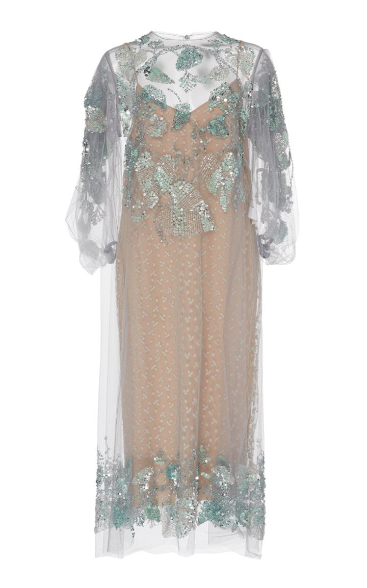 Biyan Adna Metallic Jacquard Midi Dress