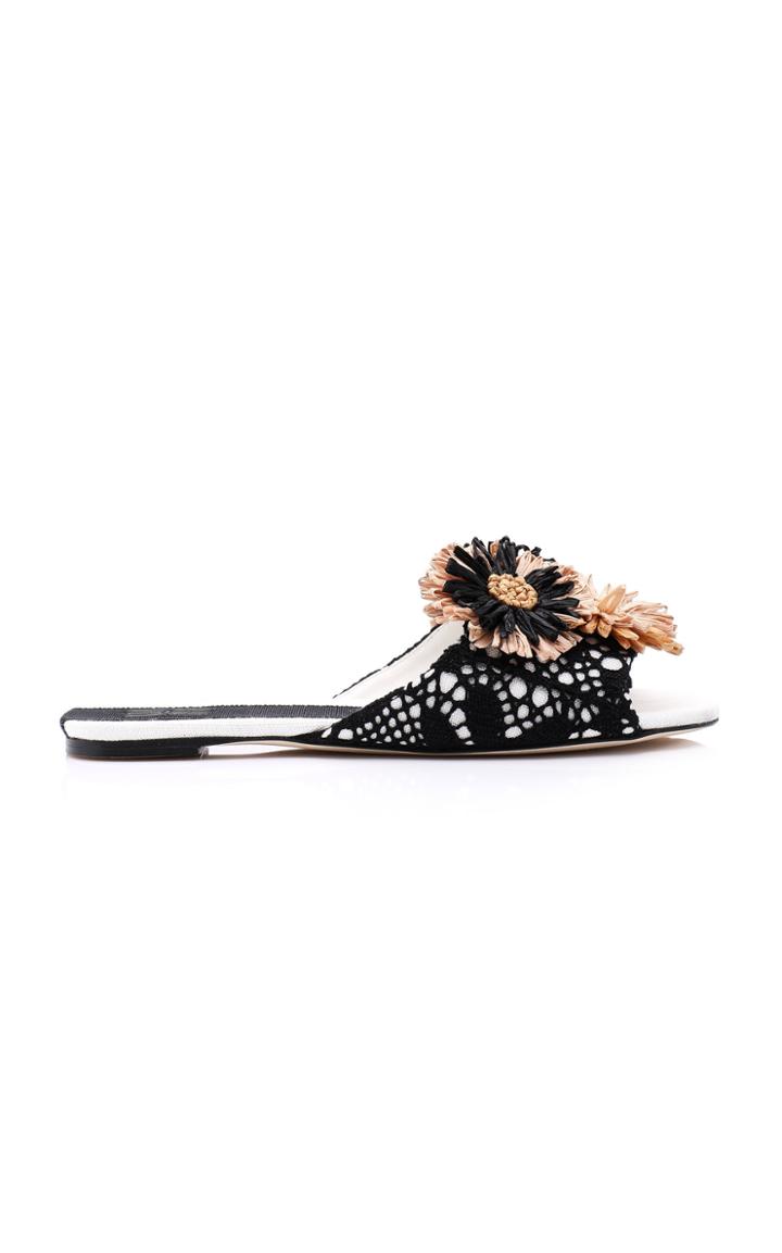 Sanayi 313 Salerno Raffia-embellished Crocheted And Leather Sandals