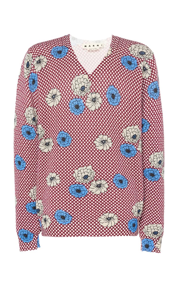 Marni Printed V-neck Sweater