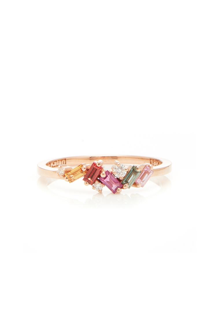 Suzanne Kalan 18k Rose Gold Diamond And Sapphire Mini Ring
