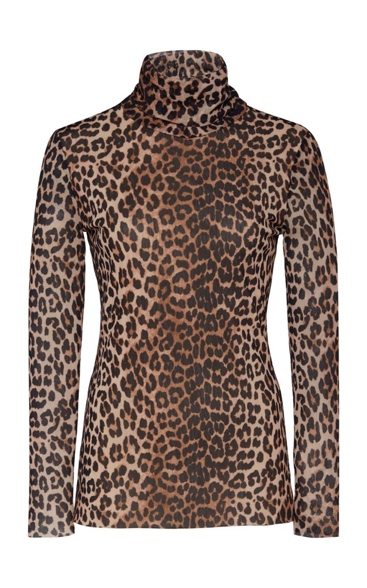 Ganni Printed Stretch-jersey Turtleneck Top Size: 38