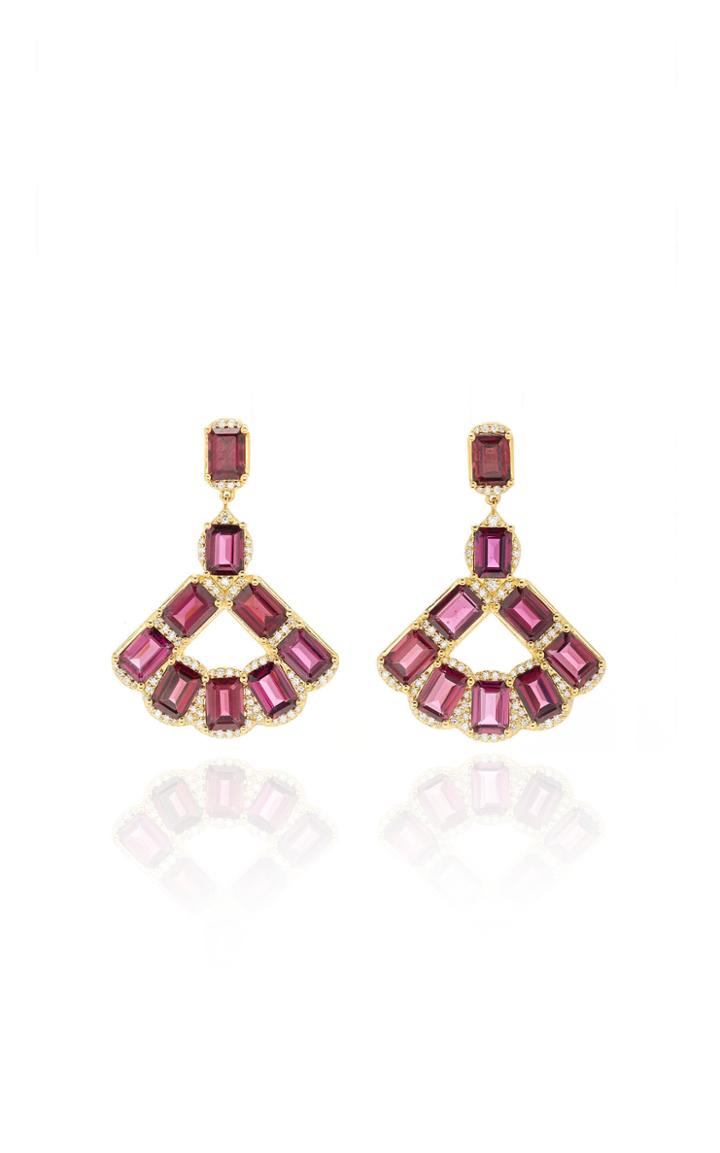 Jamie Wolf 18k Yellow Gold Rhodolite And Diamond Fan Earring