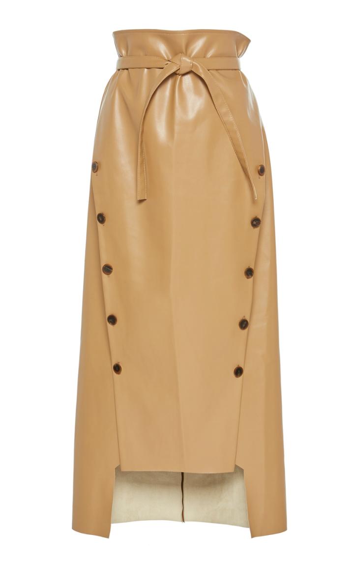 A.w.a.k.e. Double Button Faux Leather Skirt