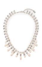 Alessandra Rich Crystal Necklace With Pearl Drops