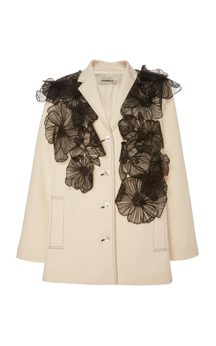 Claudia Li Blazer With Floral Applique