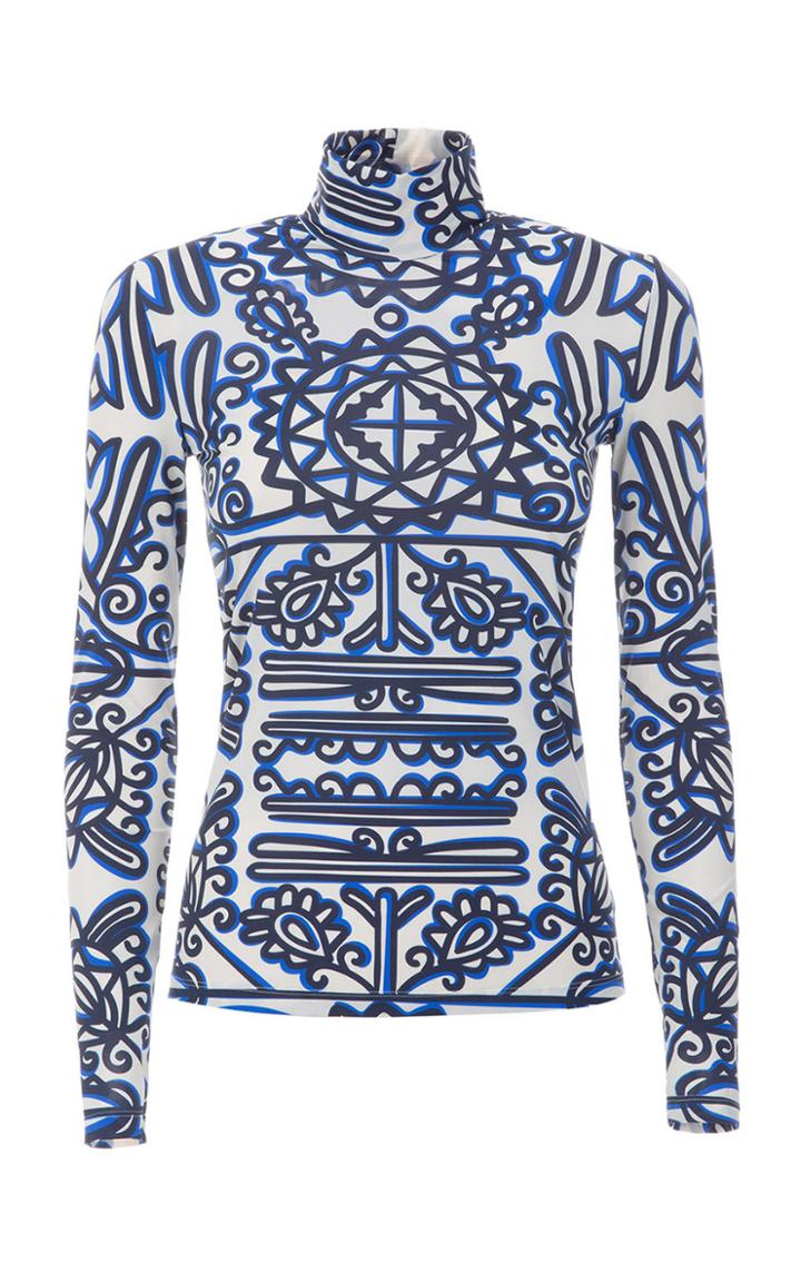 Moda Operandi La Doublej Printed Stretch Jersey Turtleneck Top