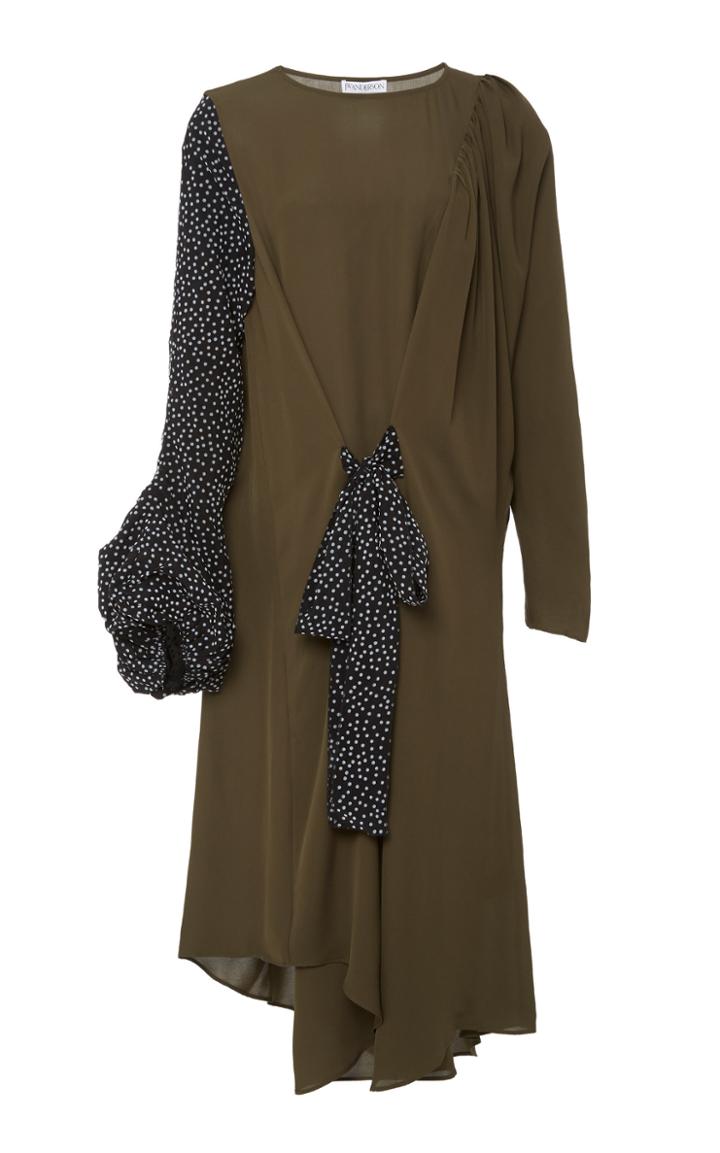 Jw Anderson Belted Silk Crepe De Chine Midi Dress