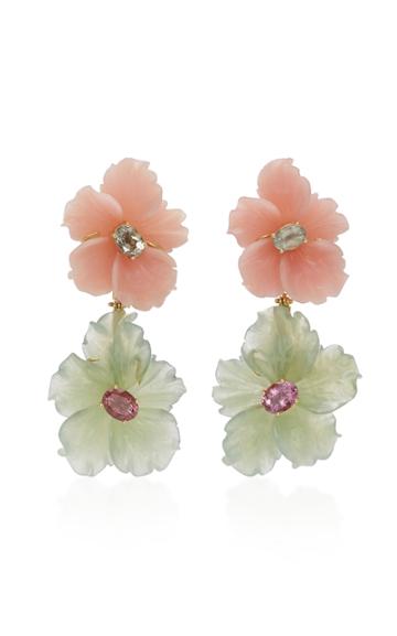 Casa Castro Opal And Adventurine Tiered Flower Earrings