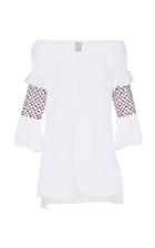 Rosie Assoulin Swarovski Smocked Sleeves Drawstring Top