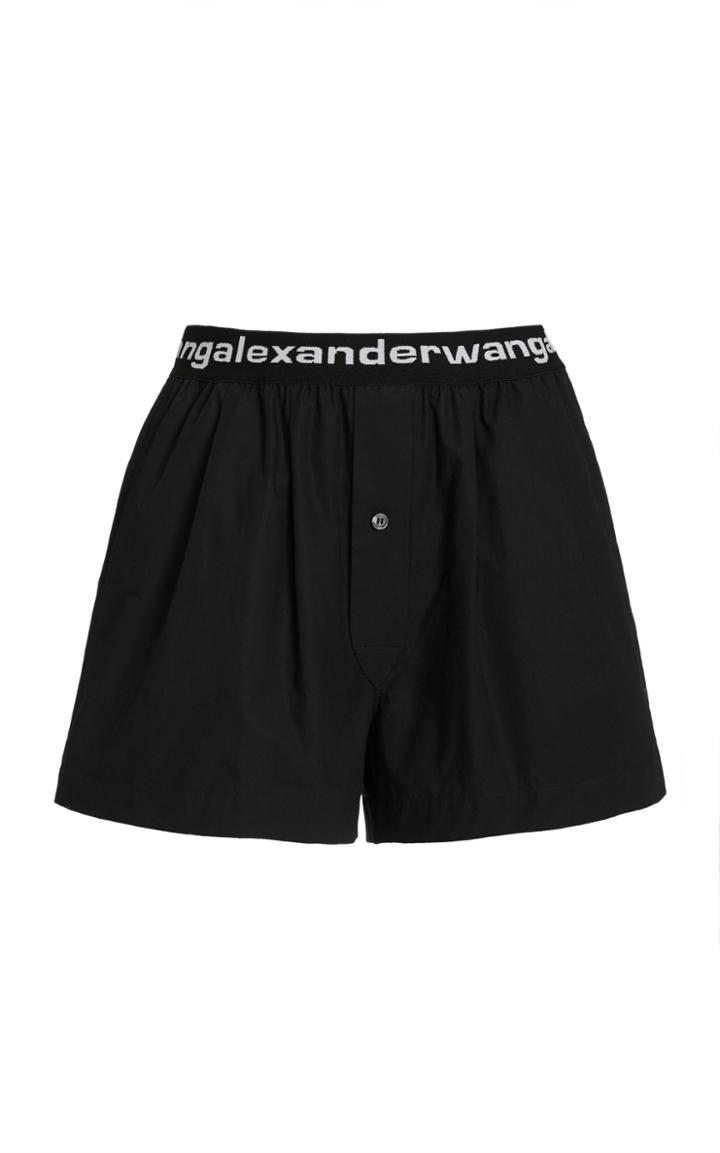 Alexander Wang Logo Pleated Pull-on Cotton Shorts