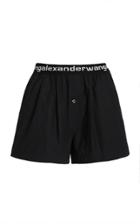 Alexander Wang Logo Pleated Pull-on Cotton Shorts