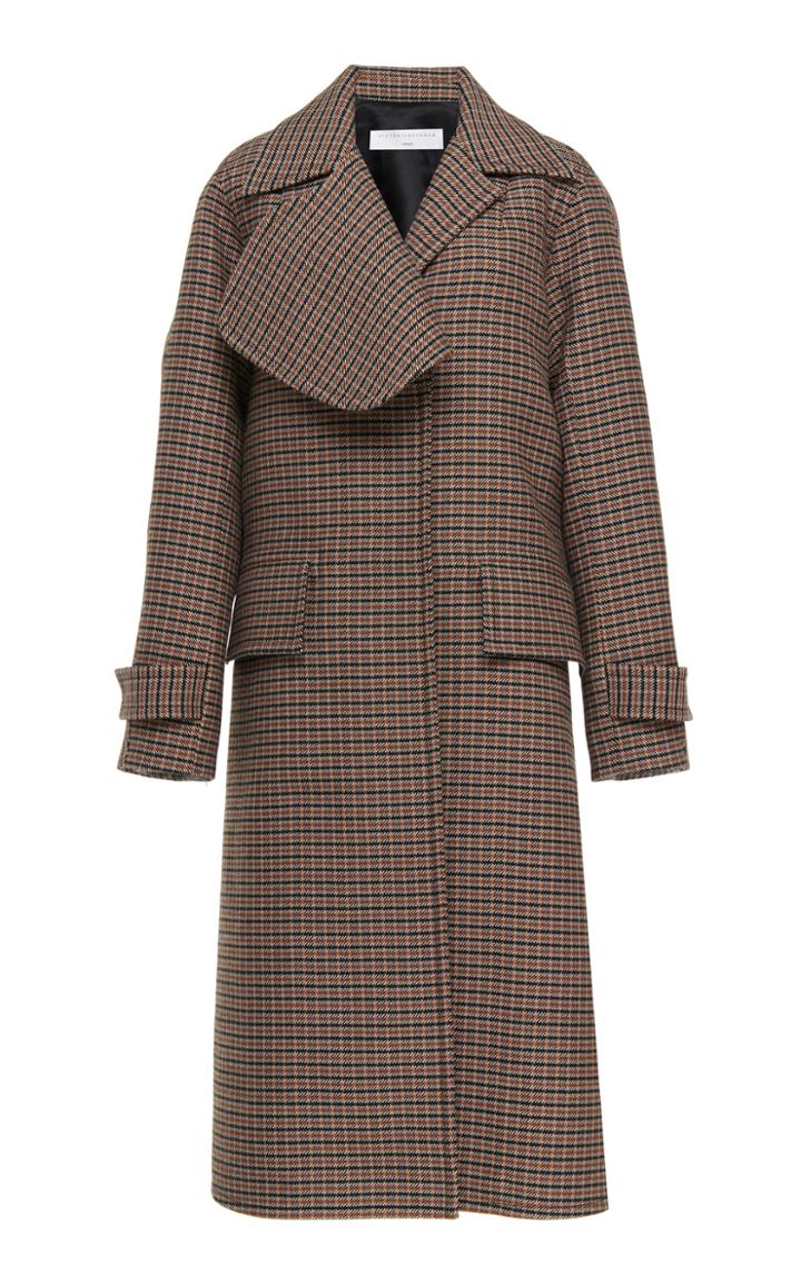 Victoria Beckham Flared Wool Plaid Coat
