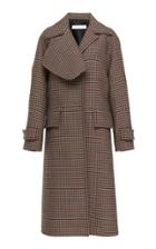 Victoria Beckham Flared Wool Plaid Coat