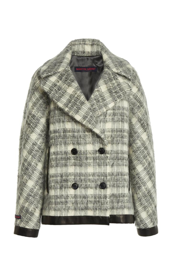 Moda Operandi Martin Grant Tartan Mohair-blend Peacoat
