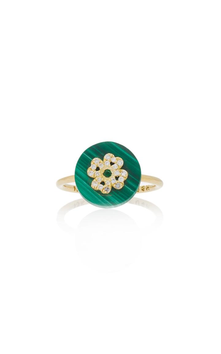 Noush Jewelry Coexist Clover On Malachite Ring