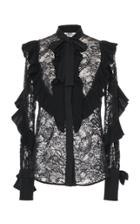 Elie Saab Lace Crepe Georgette Ruffle Shirt