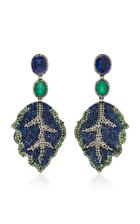 Lauren Craft Collection Leaflet 18k Gold Multi-stone Earrings
