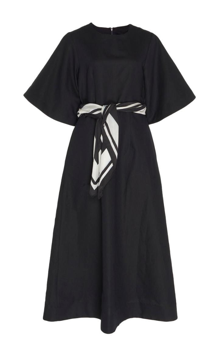 Wynn Hamlyn Scarf Linen-cotton Maxi Dress
