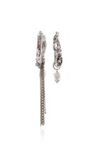 Givenchy Moon Mismatched Rhodium-plated Crystal And Faux-pearl Earring