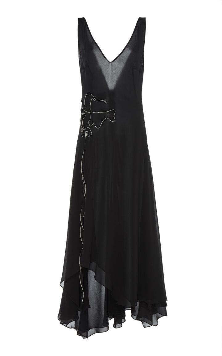 Akris Asymmetric Silk Slit Dress