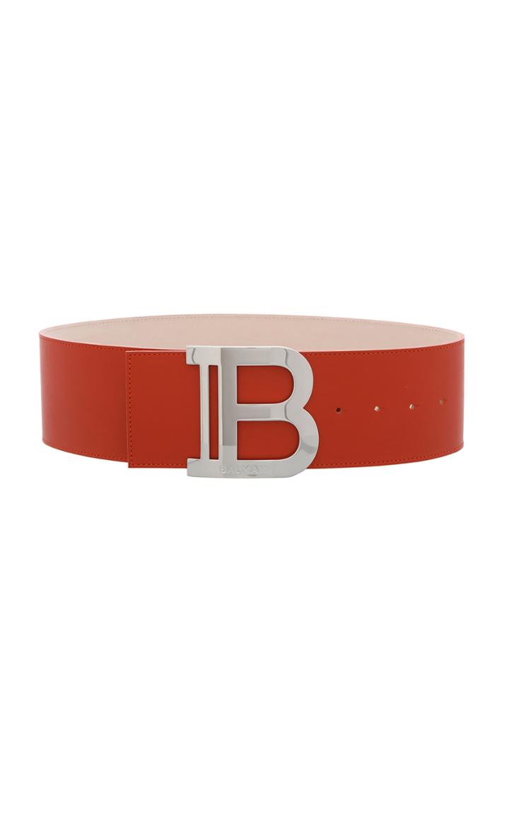 Moda Operandi Balmain Signature Leather Wide B-belt Size: M