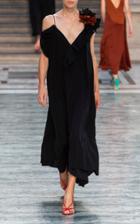Moda Operandi Victoria Beckham V-neck Silk Ruffled Cami Dress Size: S