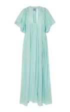 Thierry Colson Shanta Pleated Striped Cotton And Silk-blend Maxi Dress