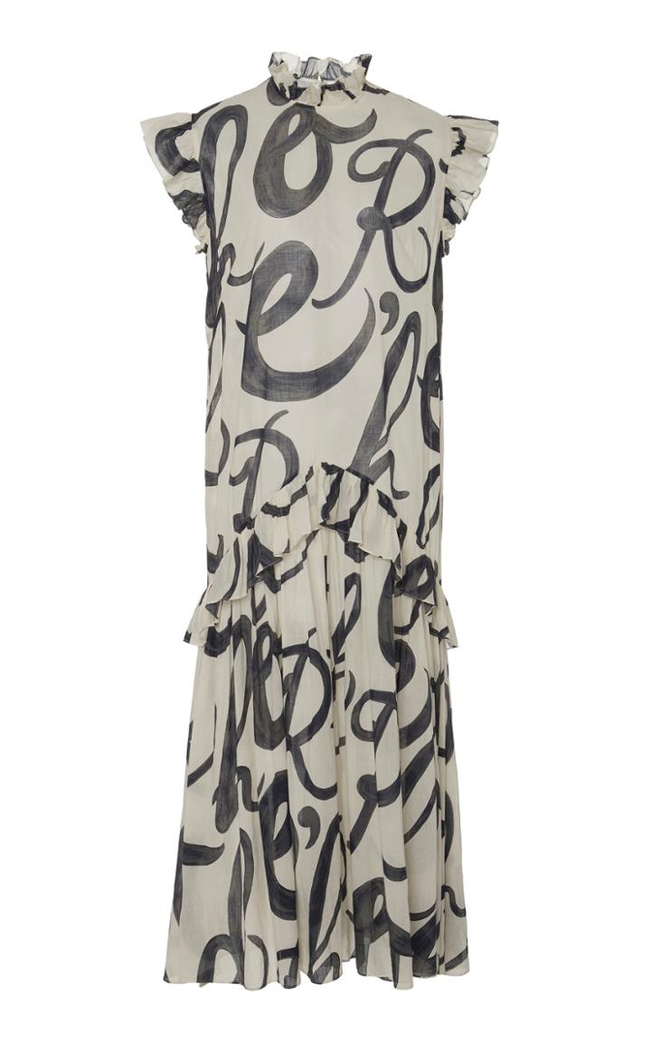 Rhode Mary Printed Ruffle Midi Dress