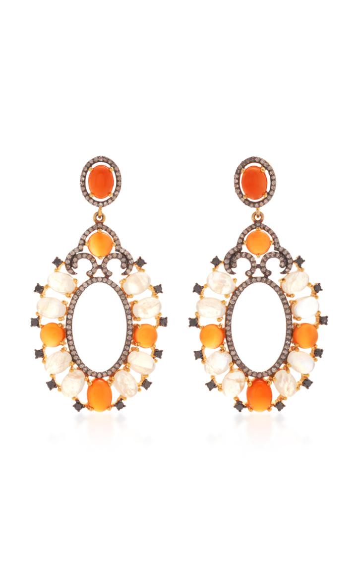 Sanjay Kasliwal Indorussian Moonstone And Carnelian Earrings