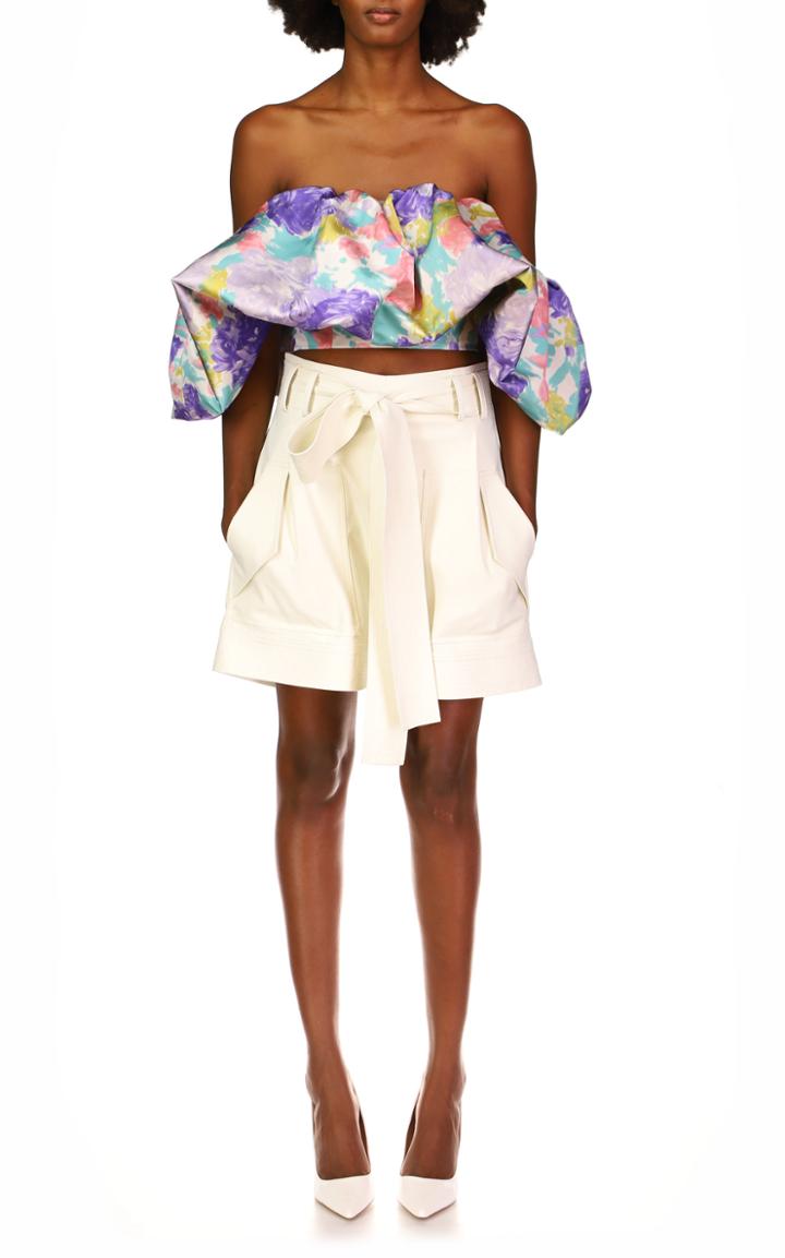 Moda Operandi Amur Lisette Belted Vegan Leather Shorts